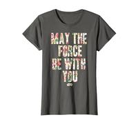 Star Wars May The Force Be with You Floral Pattern T-Shirt, Femme, Asphalte, XXL