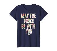 Star Wars May The Force Be with You Floral Pattern T-Shirt, Femme, Bleu Marine, M