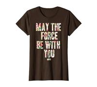 Star Wars May The Force Be with You Floral Pattern T-Shirt, Femme, Marron, XL