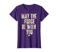 Star Wars May The Force Be with You Floral Pattern T-Shirt, Femme, Violet, XXL