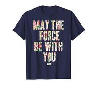 Star Wars May The Force Be with You Floral Pattern T-Shirt, Homme, Bleu Marine, 6XL