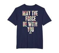 Star Wars May The Force Be with You Floral Pattern T-Shirt, Homme Grandes Tailles, Bleu Marine, 3X Tall