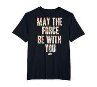 Star Wars May The Force Be with You Floral Pattern T-Shirt, Homme Grandes Tailles, Noir, 3X Tall