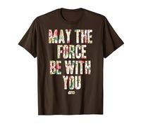 Star Wars May The Force Be with You Floral Pattern T-Shirt, Homme, Marron, XXL