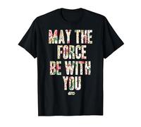 Star Wars May The Force Be with You Floral Pattern T-Shirt, Homme, Noir, XL