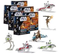 Star Wars Micro Galaxy Squadron Scout Class Lot de 6 boîtes aveugles - Série 6 - Recevez 6 des 8 véhicules de collection assortis de 6,3 cm et une figurine de 2,5 cm - Cadeau de Noël pour enfants,