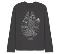 Star Wars Millenium Lines T-Shirt Unisexe à Manches Longues, Anthracite, XXL