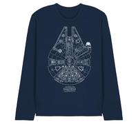 Star Wars Millenium Lines T-Shirt Unisexe à Manches Longues, Bleu Marine, XL