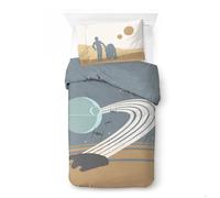 Star Wars Millennium Falcon Death Star 100% Coton Ensemble Housse de Couette Lit Simple - Comprend une Taie d’Oreiller 50 x 70 cm