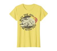 Star Wars Millennium Falcon May The 4th Be with You Retro T-Shirt, Femme, Citron, L
