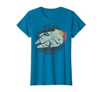 Star Wars Millennium Falcon May The 4th Be with You Retro T-Shirt, Femme, Saphir, S