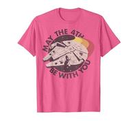 Star Wars Millennium Falcon May The 4th Be with You Retro T-Shirt, Homme, Rose Chiné, S