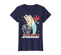 Star Wars Millennium Falcon Neon Logo Line Art T-Shirt, Femme, Bleu Marine, S