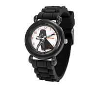STAR WARS Montre d'apprentissage de l'heure en plastique pour enfants - Montre analogique à quartz avec bracelet en silicone, noir, Plastique et silicone
