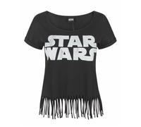 Star Wars Noir Logo T-shirt à manches courtes à franges Femme