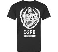 Star Wars officiel homme C-3PO Lightning Crest T-shirt NS4639 (L) (Noir)