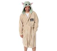 Star Wars Peignoir à capuche Yoda | Tenue d'intérieur unisexe en polaire beige confortable | Manches longues et fermeture à nouer pour adultes | Produits dérivés du film classique
