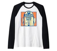 Star Wars Pop Art Style R2-D2 Boxed Close Up Portrait Manche Raglan