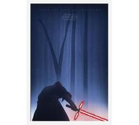 Star Wars - Poster - EP7 Awakening + cadre amovible, Shinsuke® Maxi MDF blanc, vitre acrylique