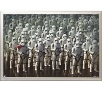 Star Wars - Poster - EP7 Stormtroopers 2 + cadre amovible, Shinsuke® Maxi aluminium argenté, vitre acrylique