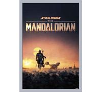 Star Wars - Poster - The Mandalorian + cadre amovible, Shinsuke® Maxi MDF argenté, vitre acrylique
