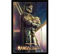 Star Wars - Poster - The Mandalorian - Clan of two + cadre amovible, Shinsuke® Maxi MDF noir, vitre acrylique