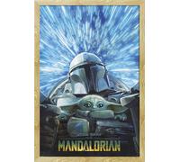 Star Wars - Poster - The Mandalorian - Hyperspace + cadre amovible, Shinsuke® Maxi MDF hêtre, vitre acrylique