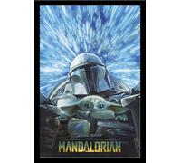 Star Wars - Poster - The Mandalorian - Hyperspace + cadre amovible, Shinsuke® Maxi MDF noir, vitre acrylique