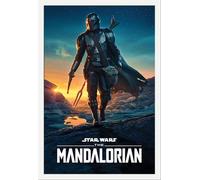 Star Wars - Poster - The Mandalorian - Nightfall + cadre amovible, Shinsuke® Maxi MDF blanc, vitre acrylique