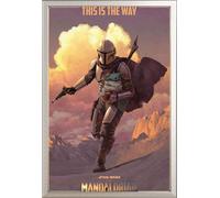 Star Wars - Poster - The Mandalorian - on the Run + cadre interchangeable, Shinsuke® Maxi aluminium argenté, vitre acrylique