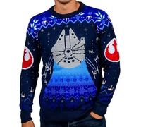 Star Wars Pull de Noël en tricot Motif Faucon Millenium Unisexe pour homme ou femme - Pull laid, cadeau, Multicolore, M