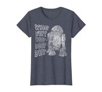 Star Wars R2-D2 Beep Boop Language Texte T-Shirt, Femme, Bleu Chiné, S