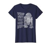 Star Wars R2-D2 Beep Boop Language Texte T-Shirt, Femme, Bleu Marine, M