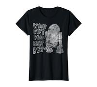 Star Wars R2-D2 Beep Boop Language Texte T-Shirt, Femme, Noir, XS