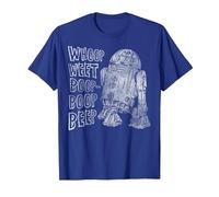 Star Wars R2-D2 Beep Boop Language Texte T-Shirt, Homme, Bleu Royal, L