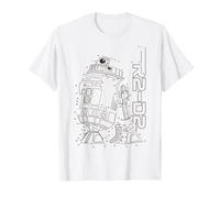 Star Wars R2-D2 Connect The Dots Line Art Z1 T-Shirt, Homme, Blanc, 5XL