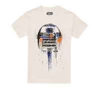 Star Wars R2d2 Paint Drip Unisex T Shirt, Natural, Naturel, L Mixte
