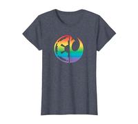 Star Wars Rebel Alliance and Galactic Empire Pride T-Shirt, Femme, Bleu Chiné, XS