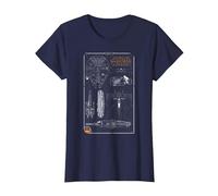 Star Wars Rebel Ship Schematics Dark T-Shirt, Femme, Bleu Marine, XS