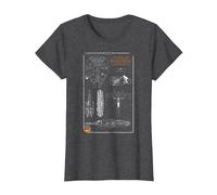 Star Wars Rebel Ship Schematics Dark T-Shirt, Femme, Chiné Foncé, S