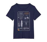 Star Wars Rebel Ship Schematics Dark T-Shirt, Femme Grandes Tailles, Bleu Marine, 6X