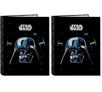 Star Wars Rebellion Classeur avec feuilles 4 anneaux, idéal pour enfants de différents âges, confortable et polyvalent, qualité et résistance, 26,5 x 33 cm, Noir, M, Décontracté (Lot de 2)