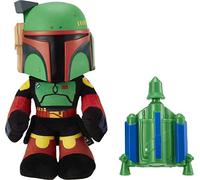 Star Wars Rocket Launching Boba Fett Feature Plush, 12" Tall Figure with Removable Air-Powered Soft Rocket Launcher Pack, Gift for Kids 3 Years & Up