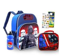 Star Wars Sac à dos avec boîte à déjeuner pour garçons - Ensemble avec sac à dos Dark Vador 40,6 cm, sac à déjeuner, bouteille d'eau, plus | Sac d'école Star Wars pour enfants