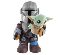 Star Wars Star Wars Clan de Deux Peluche Sonore The Mandalorian (28 cm) avec Grogu (10 cm), inspirée de la série Le Livre de Boba Fett diffusée sur Disney+, Jouet Enfant, Dès 3 ans, HPC19