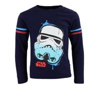 Star Wars Stormtrooper T-shirt à manches longues pour garçon - Produit sous licence officielle - 100 % coton - Tailles 110-140 - Gris ou bleu marine, bleu foncé, 116