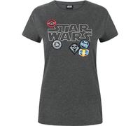 Star Wars T-shirt à badges pour femme NS4261 (L) (Noir)