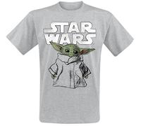 Star Wars T-Shirt Baby Yoda Tshirt 97% Cotton, Grey Short Sleeved T-Shirt