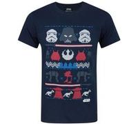 Star Wars - T-shirt de Noël côté obscur FAIR ISLE - Homme (S) (Bleu) - UTNS4109 Bleu