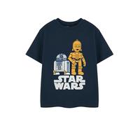 Star Wars T-Shirt Graphique Bleu pour garçons | T-Shirt à Manches Courtes R2-D2 et C-3PO | Vêtements droïdes pour Enfants | Marchandise de Film sous Licence Officielle